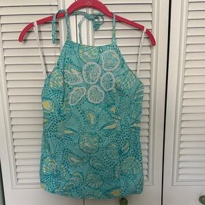 Lilly Pulitzer Seafoam Halter Tank with Shell Print